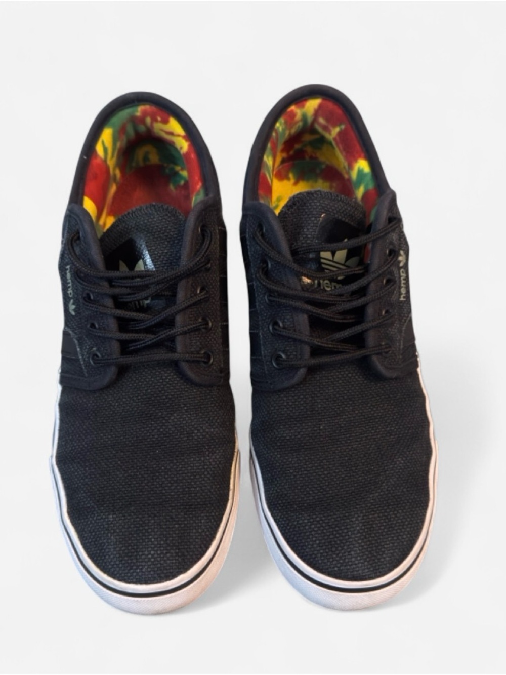adidas Black Rasta Canvas Sneakers with Colorful lining